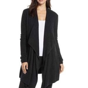 Barefoot Dreams Bamboo Chic Lite Black Waterfall Open Cardigan Style 456 S/M